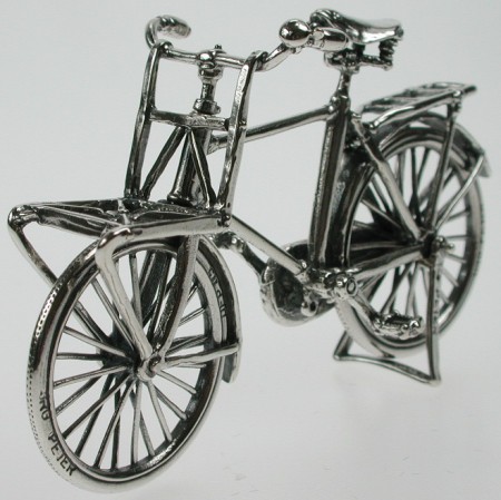 Zilveren transportfiets miniatuur 2