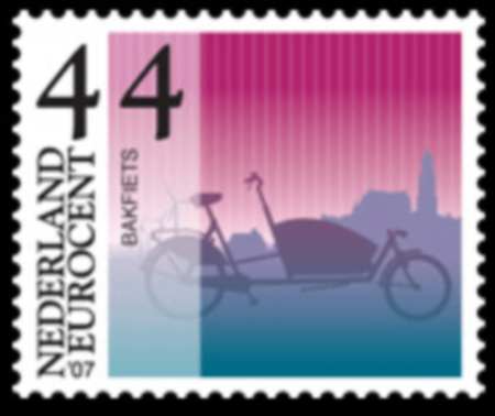 Bakfiets op postzegel
