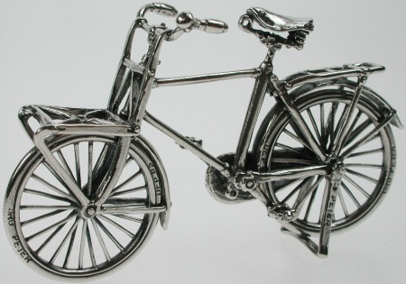Zilveren transportfiets miniatuur 1
