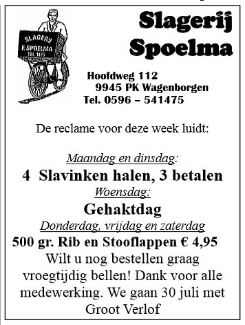 Slagerij Spoelma uit Wagenborgen