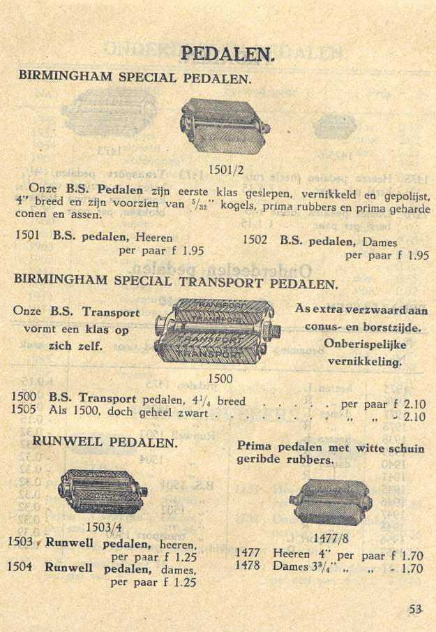 Birmingham Special Transport pedalen (B.S.)